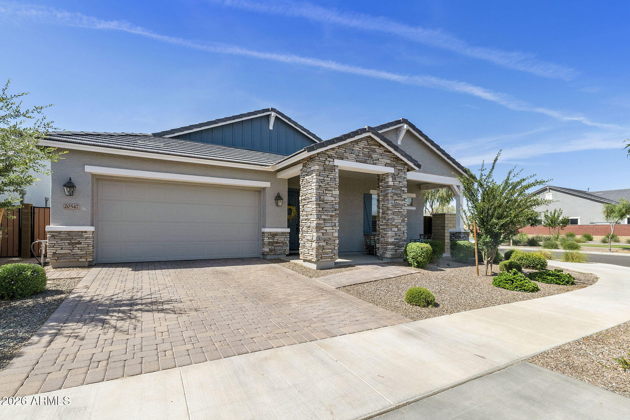 Extended 2-car garage — front exterior with two-car garage